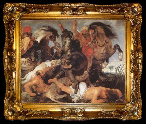 framed  Peter Paul Rubens Hippopotamus and Crocodile Hunt (mk080, ta009-2